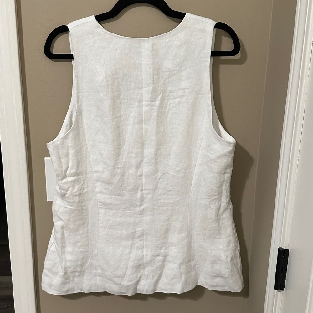Madewell 100% Linen Scoopneck Cutaway Vest in Salt White - Picture 7 of 7